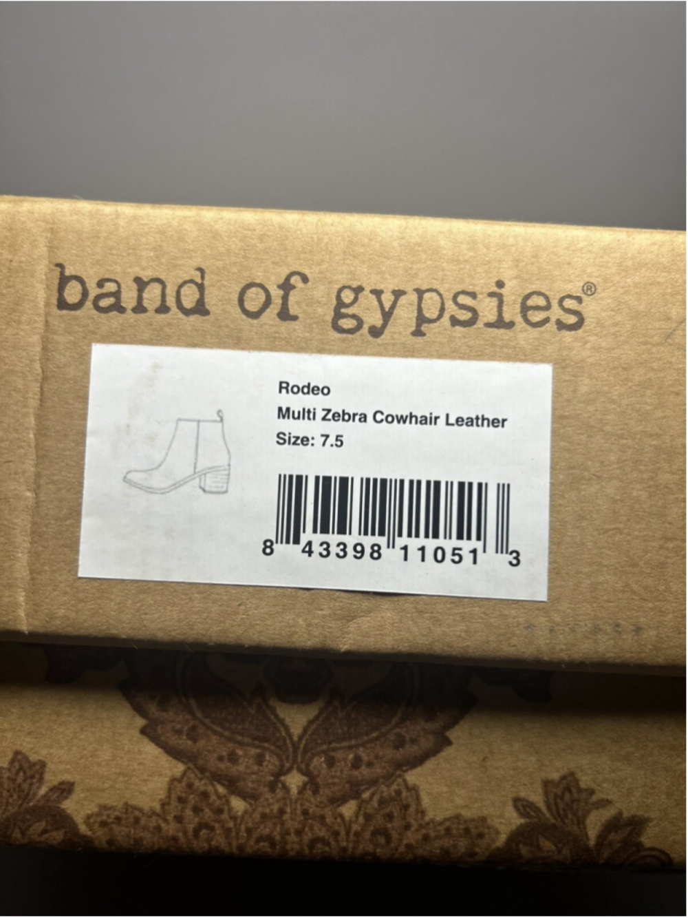 Band Of Gypsies Boots Rodeo Multi Zebra Cow-hair Leather Size 7.5 - Picture 8 of 8